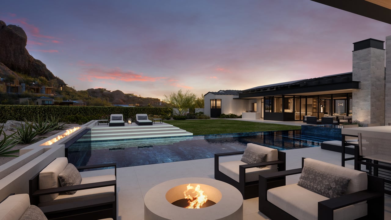 Modern luxury backyard at the base of Camelback Mountain