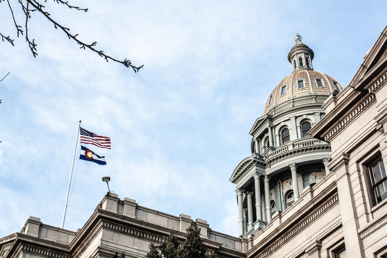  A low-angle shot of the majestic Colorado State Capitol Building