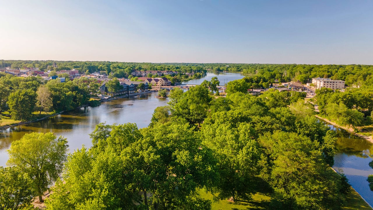 Aerial View of Downtown Geneva IL