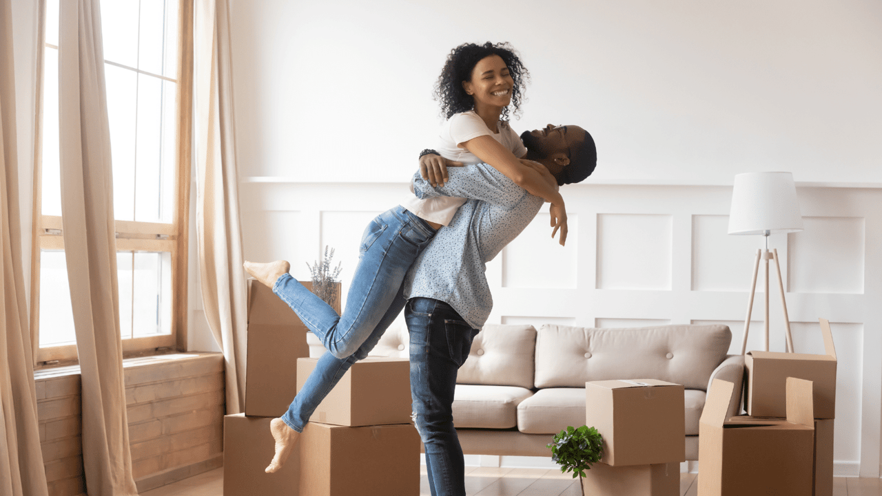 Couple on moving day