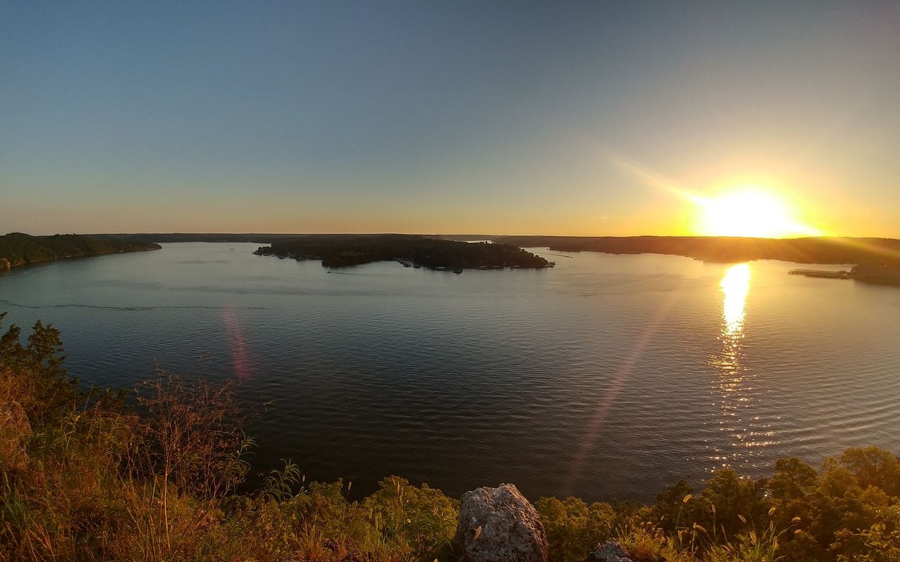 A panoramic view of Lake of the Ozarks at sunset