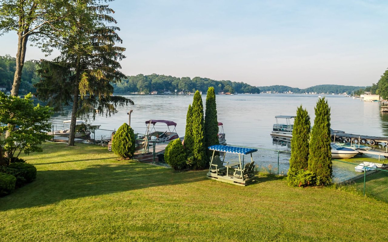 A picturesque lakeside view on a clear day