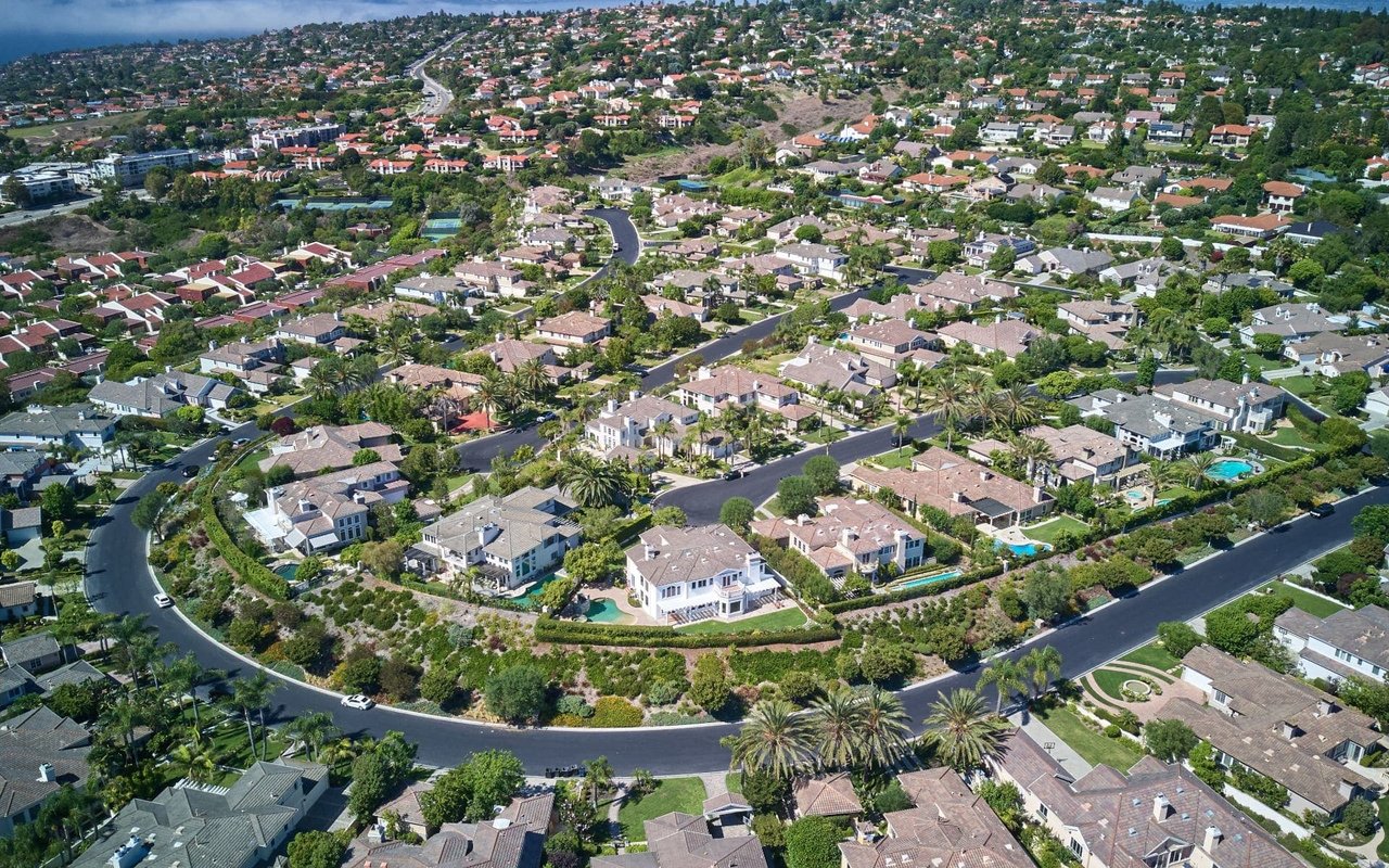 aerial view of rolling hills estates 