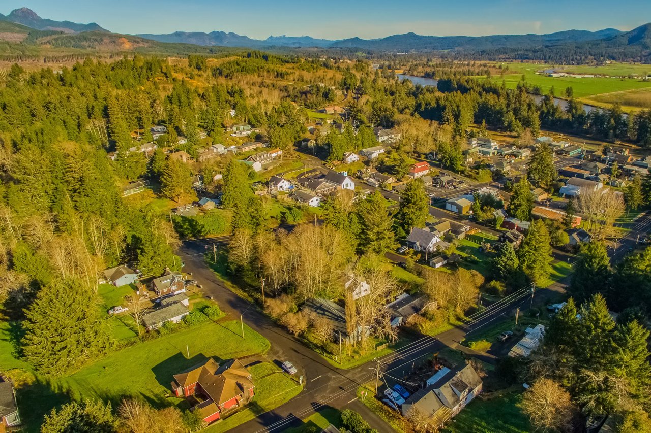 Aerial View of Homes in Downtown Nehalem