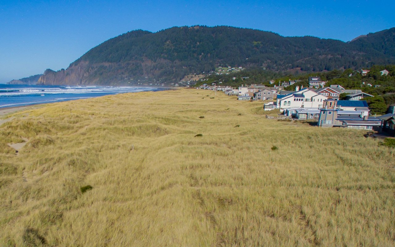 Manzanita Oregon ocean front homes and beach grass