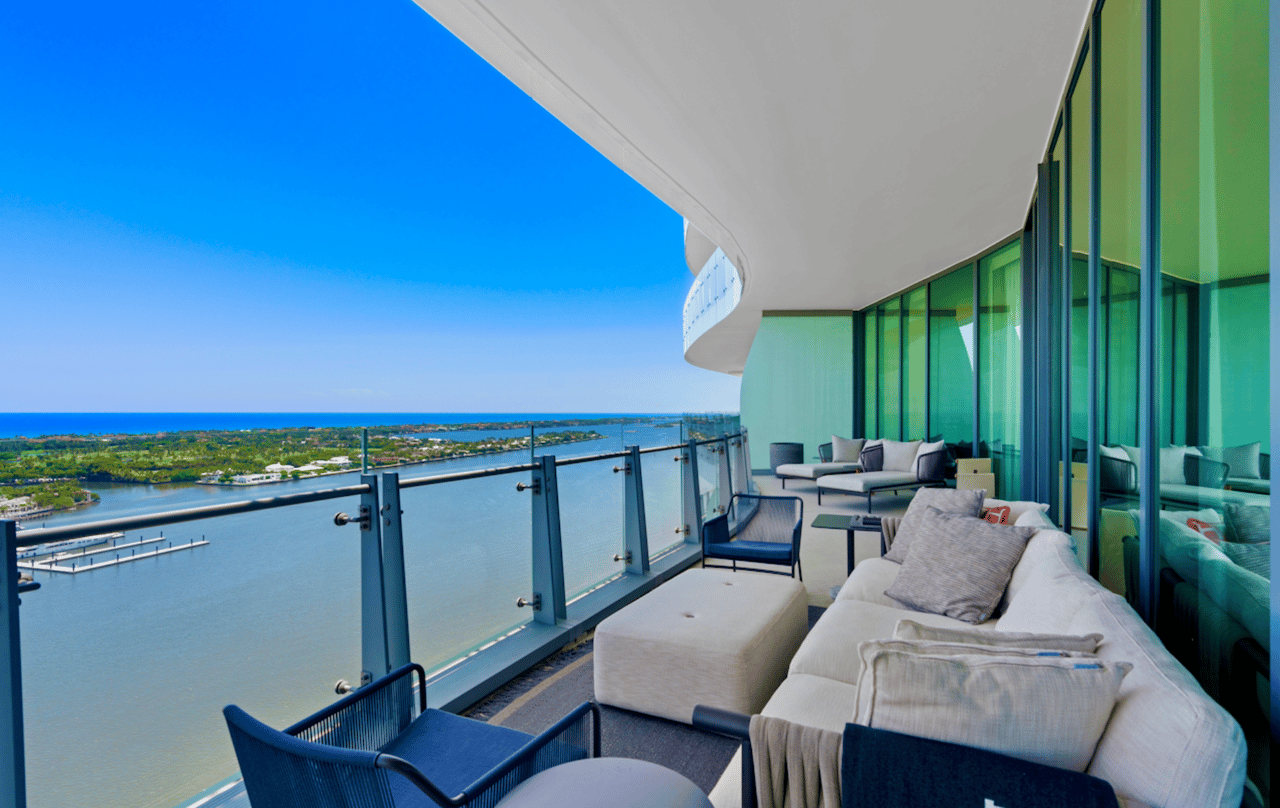 Residence 2202 terrace overlooking intracoastal, Palm Beach Island and ocean