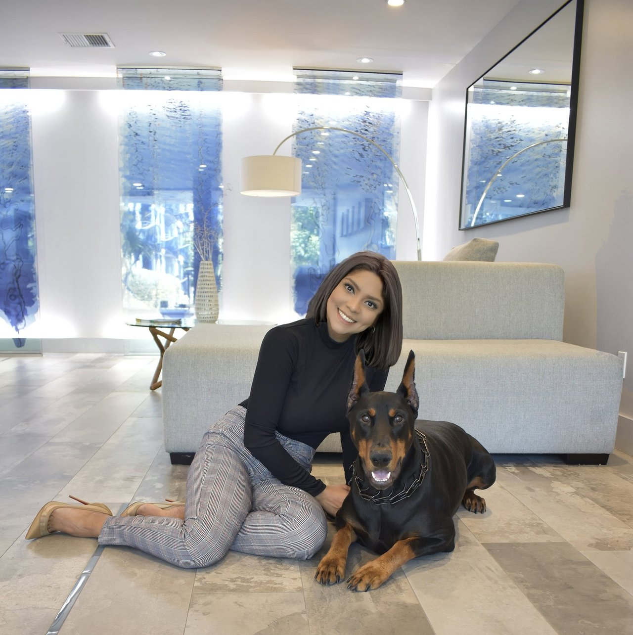 Top Agent Aayeesha Essue with her doberman dog (Damian)