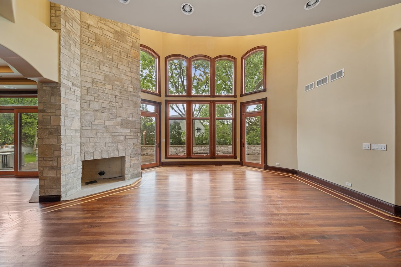 Brick And Stone Estate Situated On A Quiet Street In The Woodlands Of Hinsdale