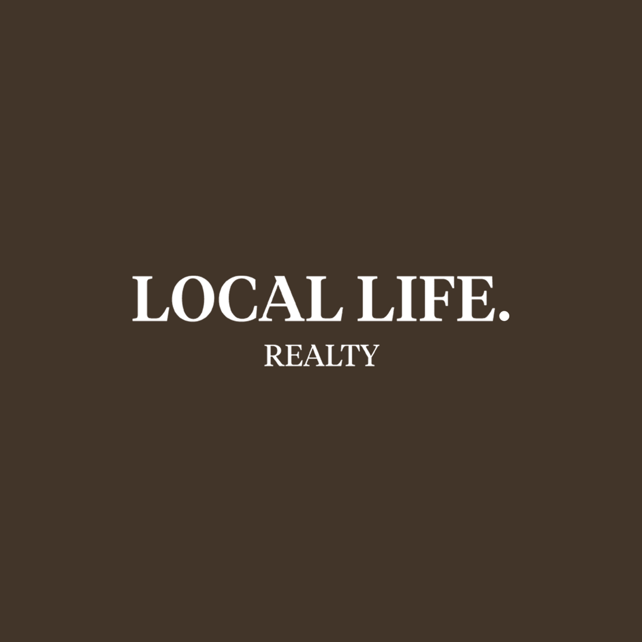 Local Life Realty logo in white text with brown background