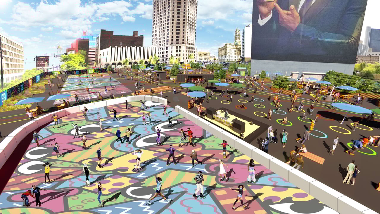 ‘Monroe Street Midway’ to bring sports courts, live DJs and Detroit’s only outdoor roller rink to heart of Downtown Detroit through partnership between Bedrock, RollerCade, Detroit Artists and Rocket Community Fund