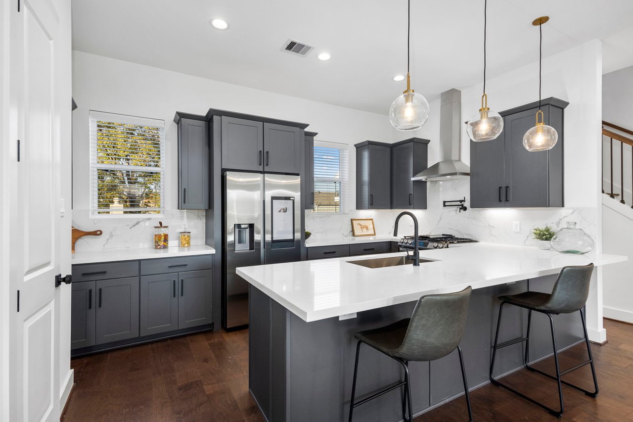 new kitchen with marble stone counters 