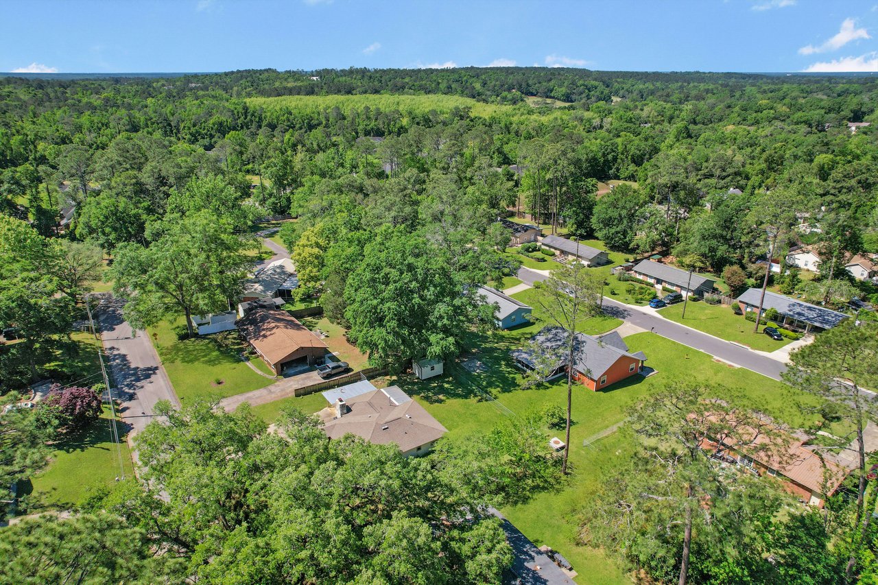  Another aerial view of the Old St. Augustine neighborhood, highlighting the residential layout and surrounding trees.