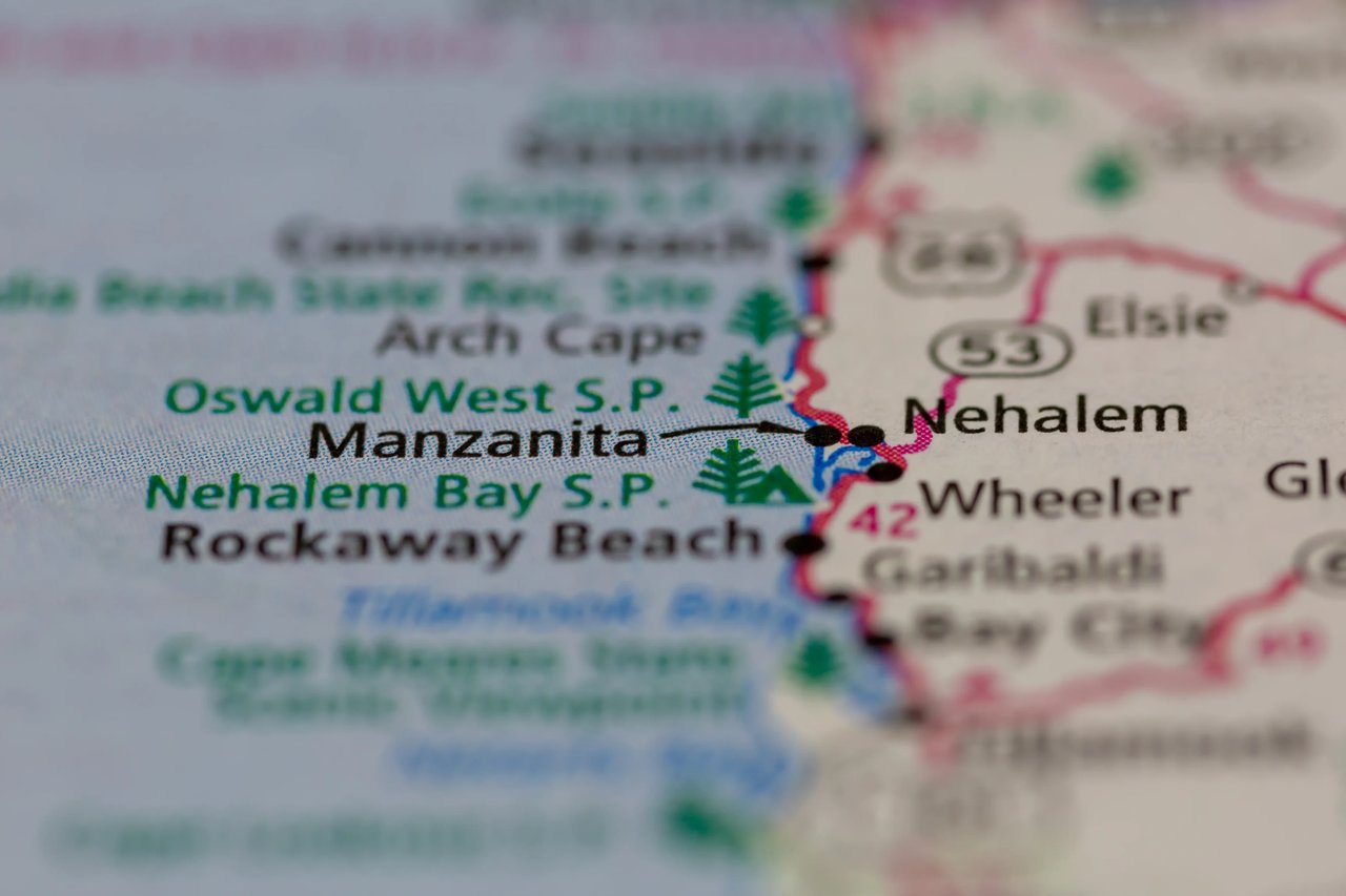 a map of manzanita oregon with park locations