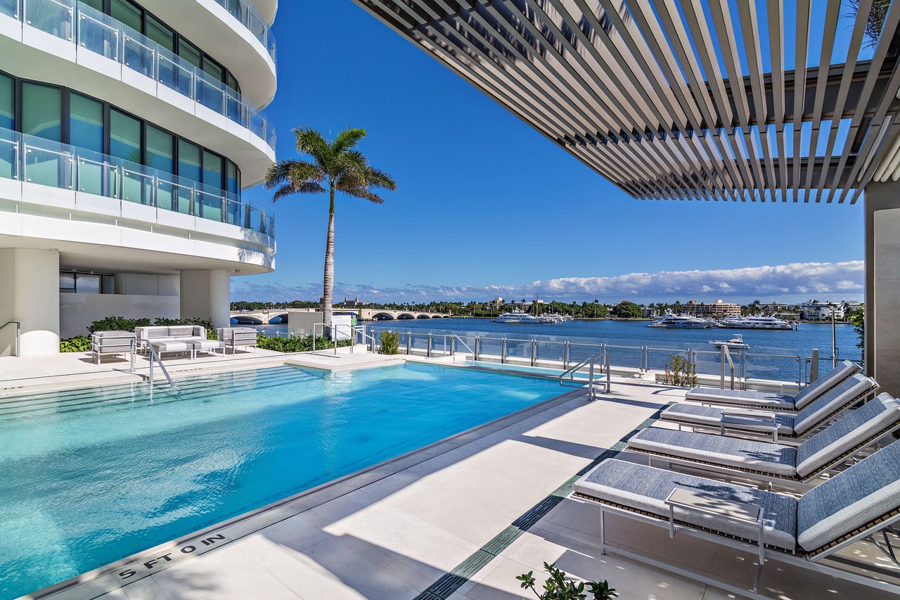 The Bristol features a 75 foot lap pool with views of the intracoastal.