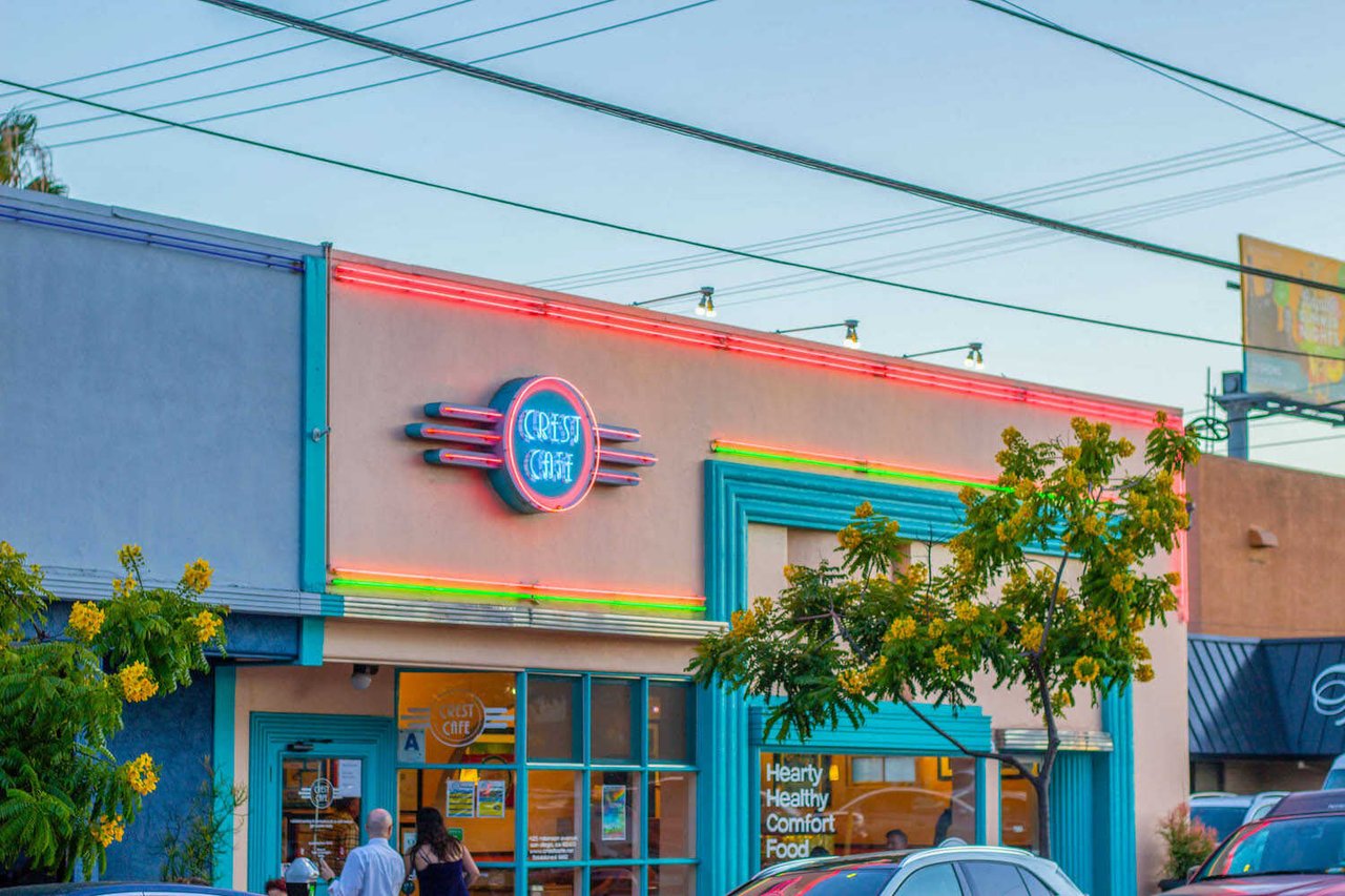 Hillcrest San Diego Crest Cafe with neon signs