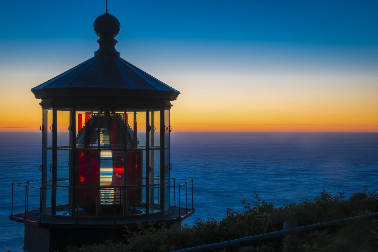 Sunset view from the Cape Meares Oregon lighthouse