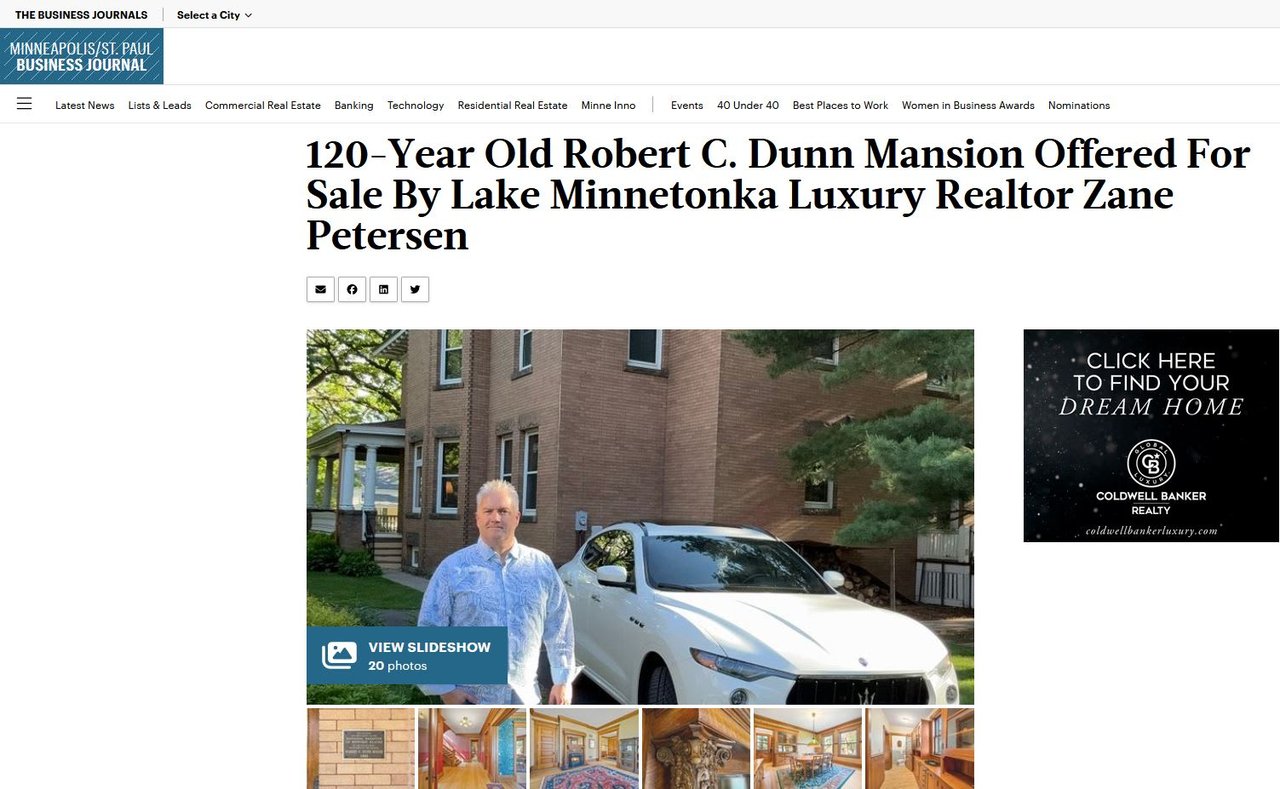 120 - Year Old Robert C Dunn Mansion Offered For Sale By Lake Minnetonka Luxury Realtor, Zane Petersen