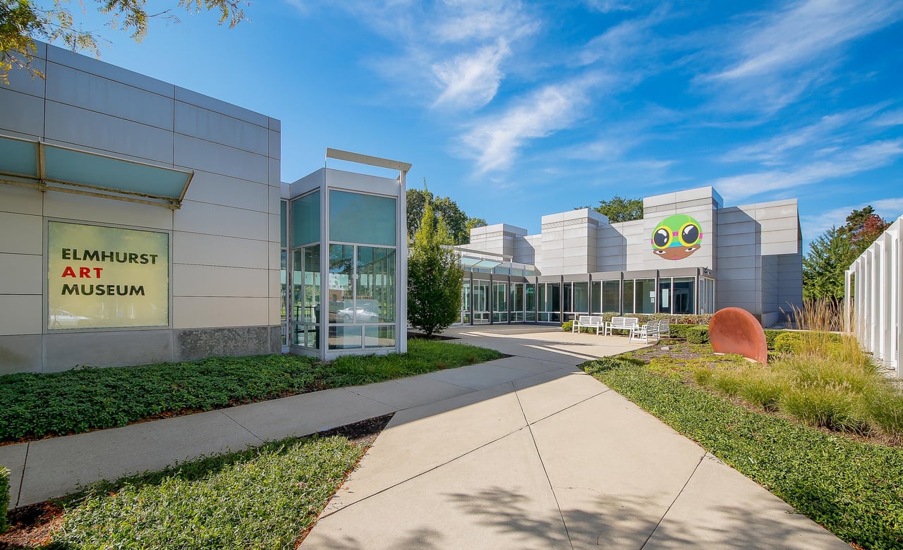 downtown Elmhurst and Elmhurst Art Museum exterior