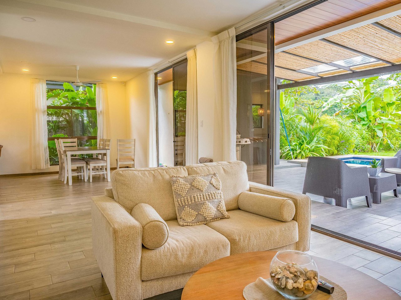 A 3-bedroom home – literally bordering Marino Ballena National Park – but mere steps away from cafes, restaurants, and amenities of the tourist mecca Uvita!