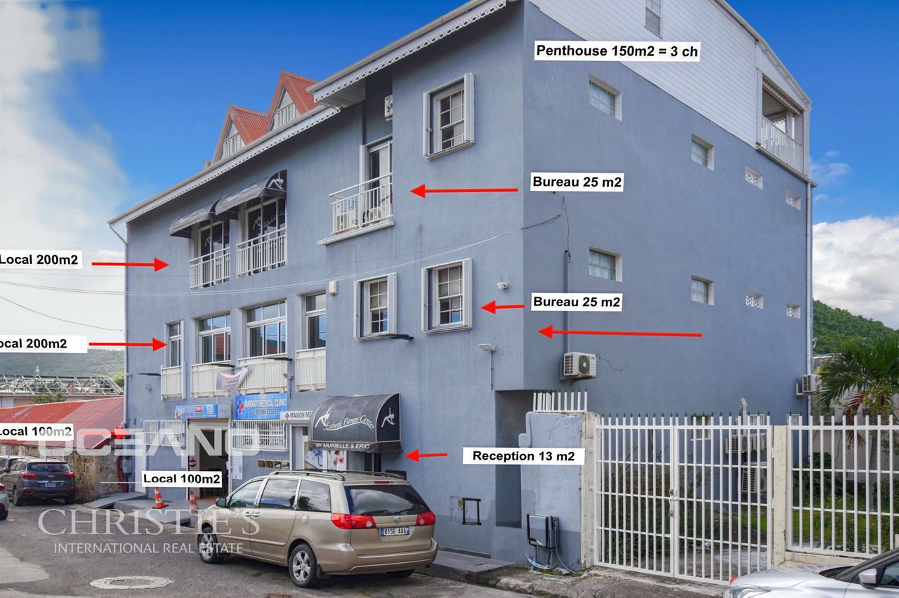 Marigot Building with 7 commercial units + 150m2 T4 apartment.