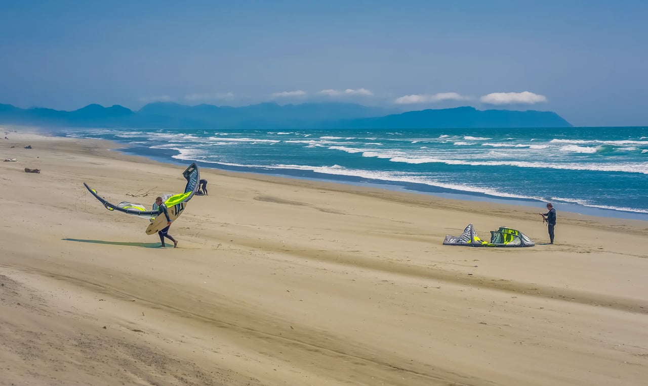 Kiteboarder's on a windy day north of Gearhart Oregon