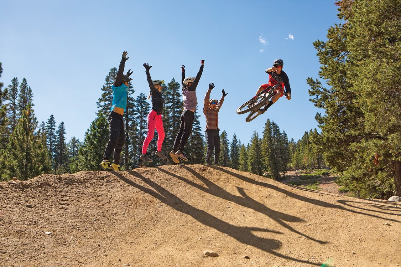 Sky Tavern trail builder Steve Wentz fires up a group of riders with a sendy air, photo by Ryan Salm