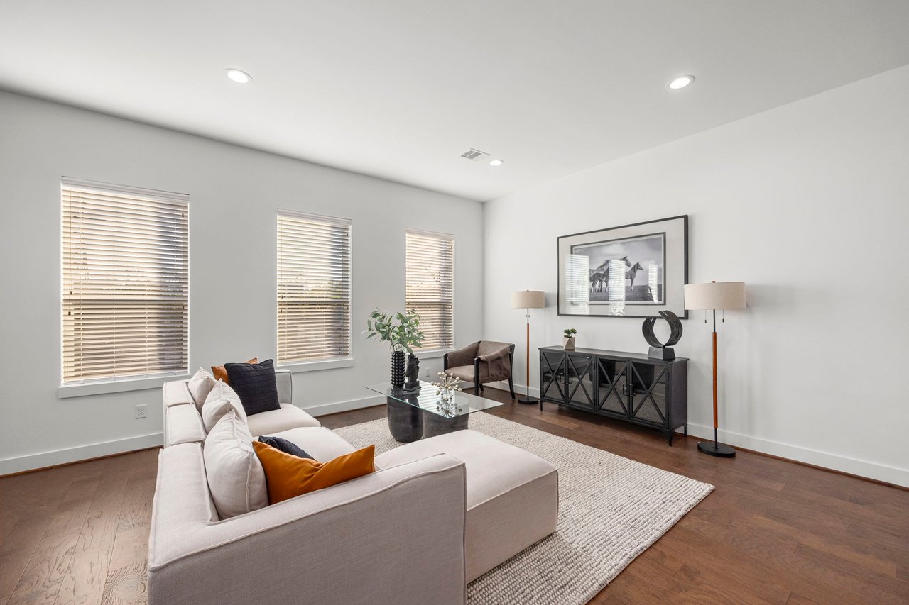 model living room with a sectional couch