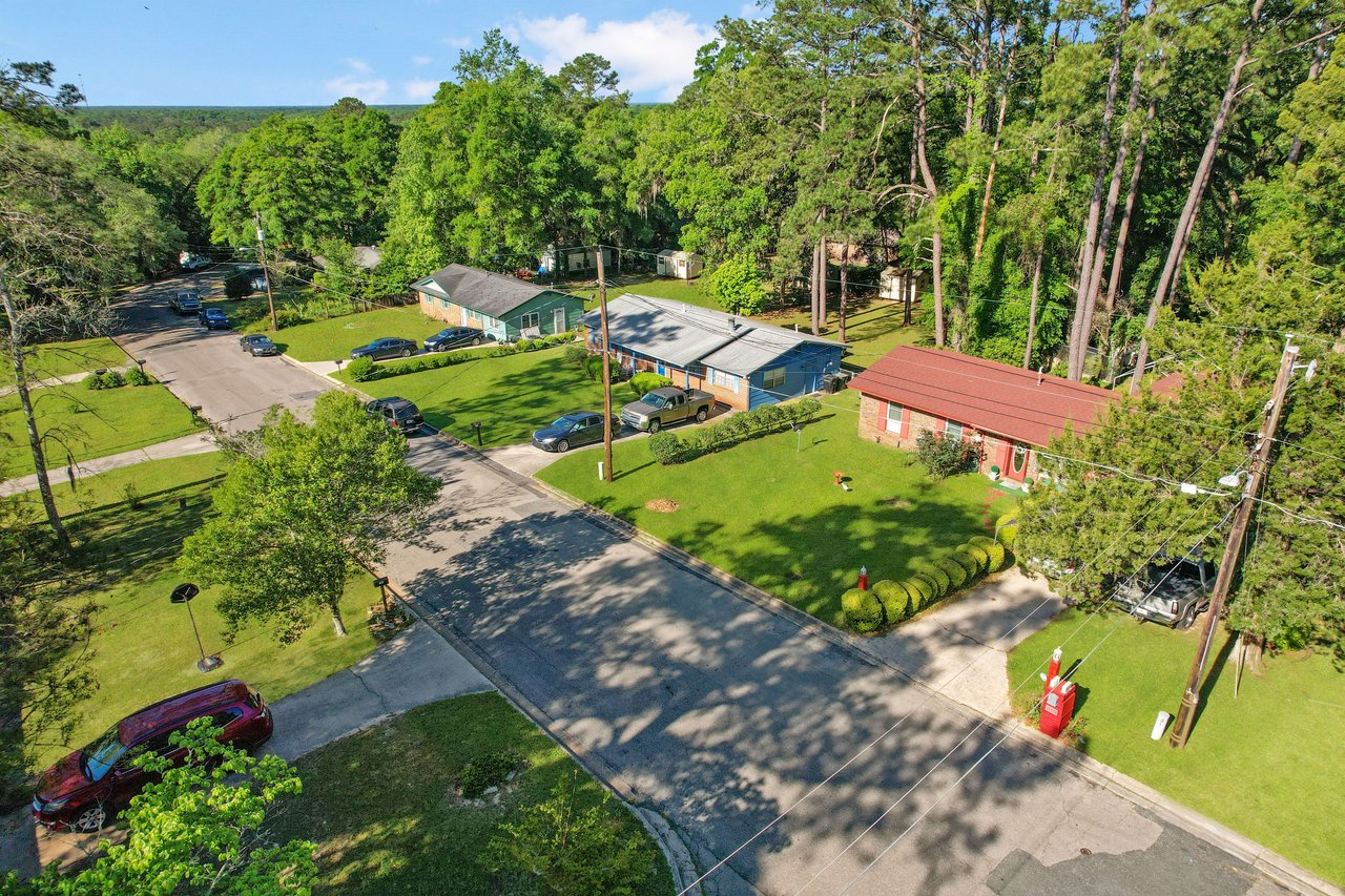 Another aerial view of the Beacon Hill neighborhood, showcasing houses, streets, and greenery.