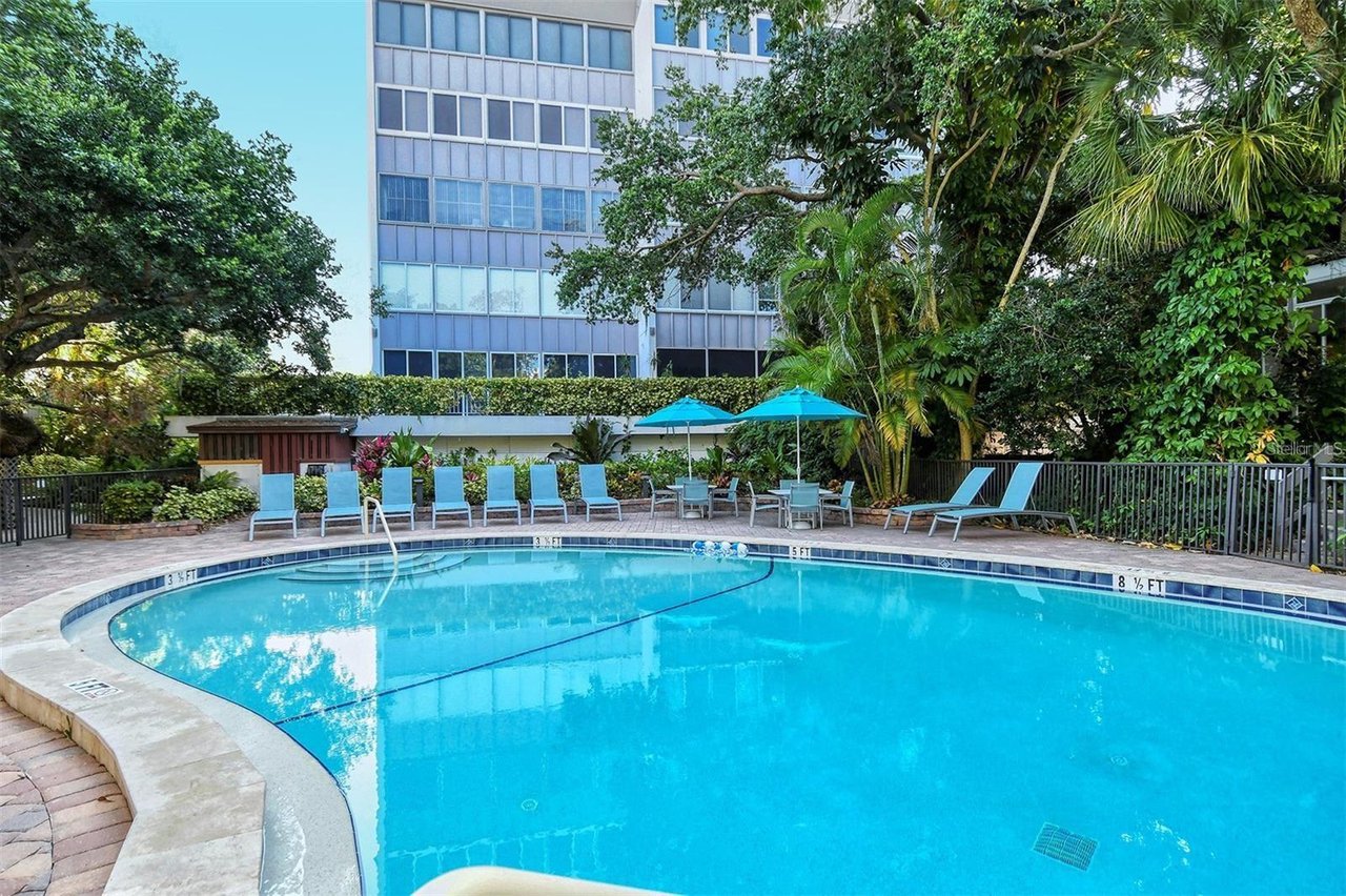 Out your back door and down the path to one of two pools.