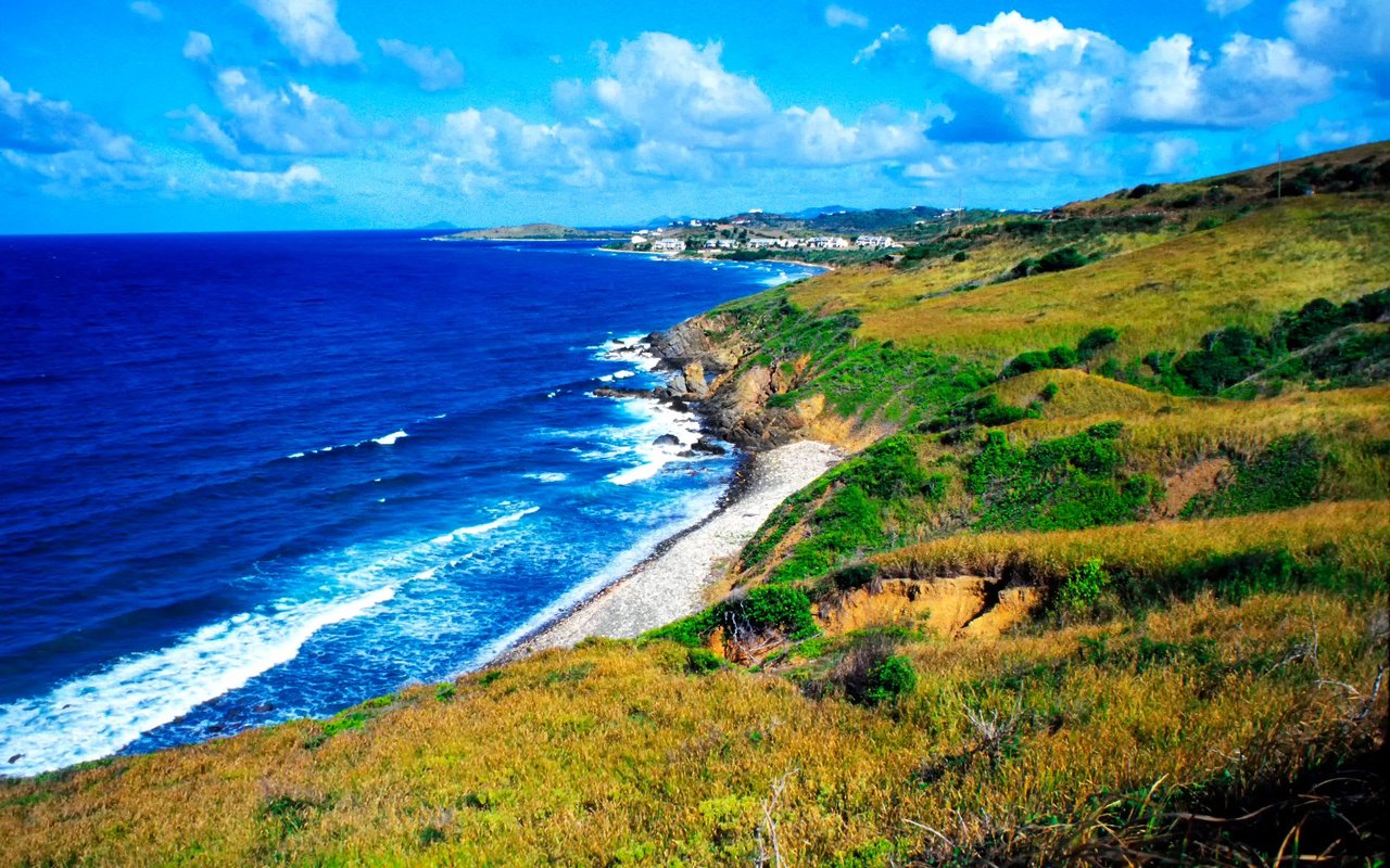 Panoramic ocean vista from a clifftop overlooking a sandy beach