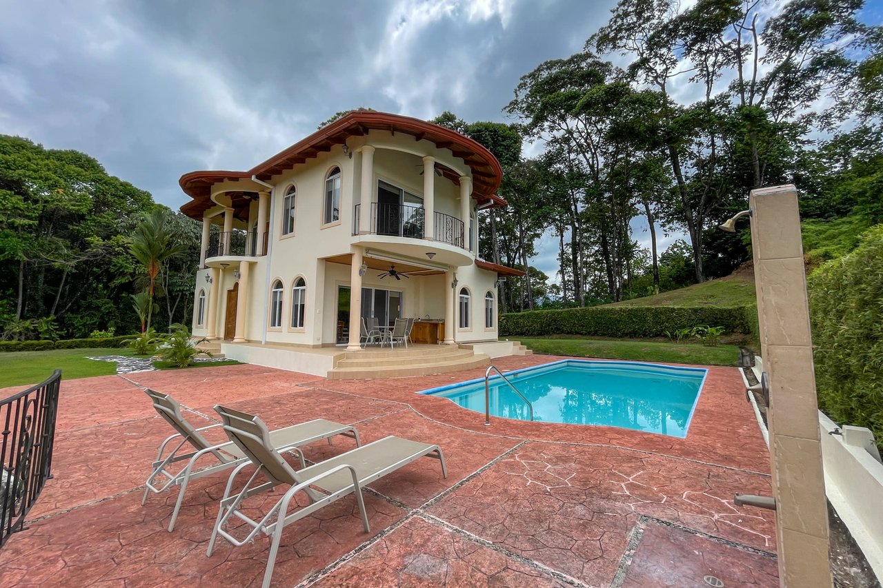 Classic Spanish Colonial Style 3-Bedroom Home Jungle View Home With Solid Construction In A Desirable Gated Community In Ojochal Costa Rica