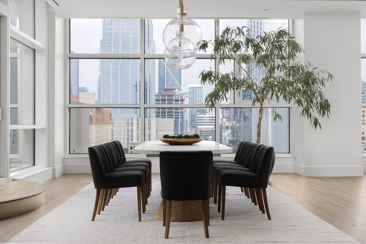 Stylish dining room featuring high-end furniture rental by Elite Austin