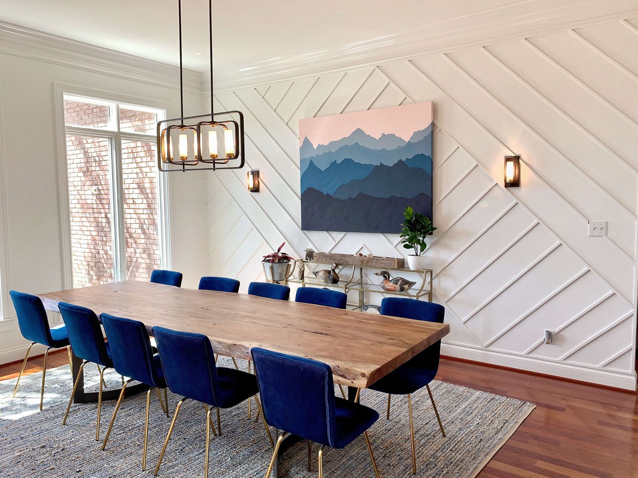 modern dining room blue chairs