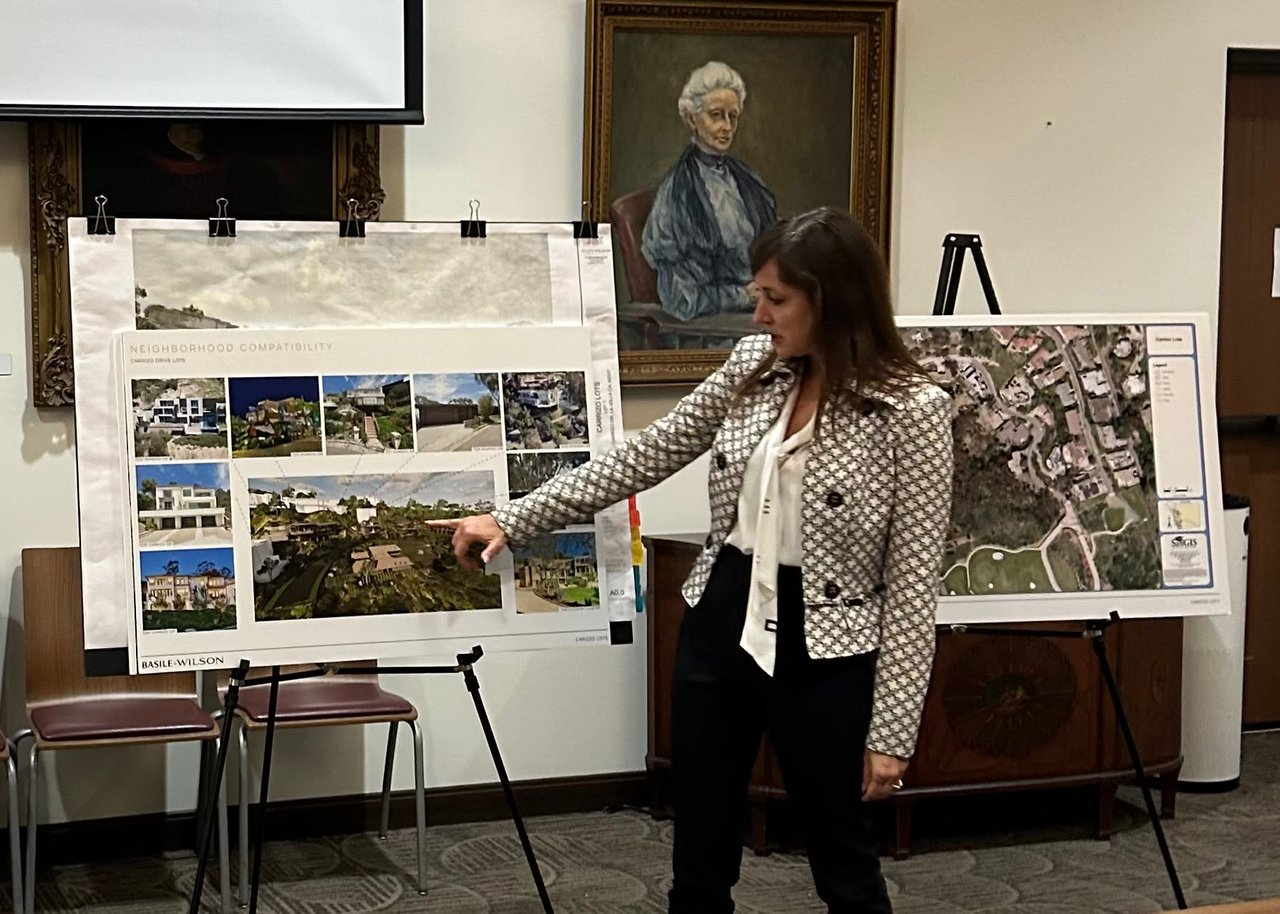 Jules Wilson presents the plans for her development at 7227, 7229, 7231, and 7233 Carrizo