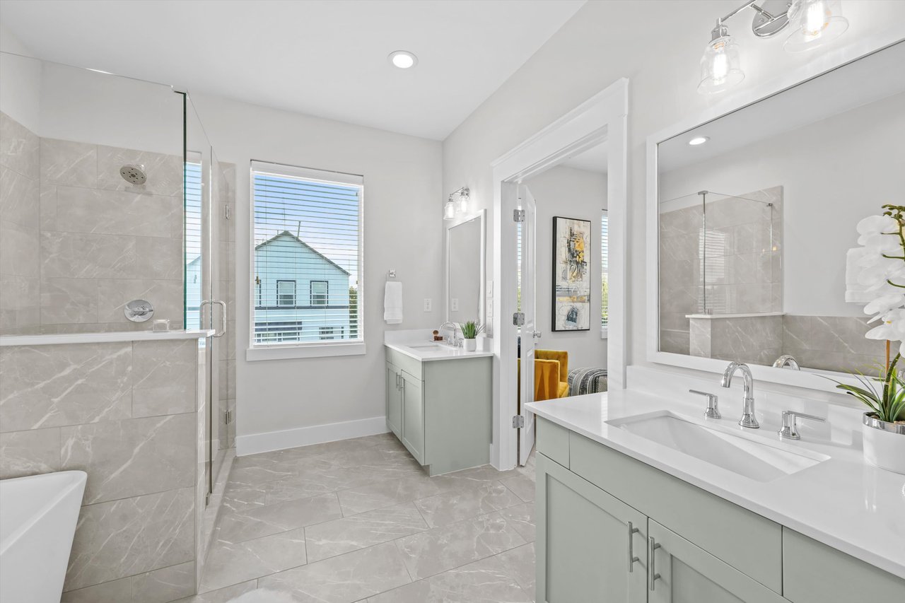 model bathroom in a Donovan Heights home 