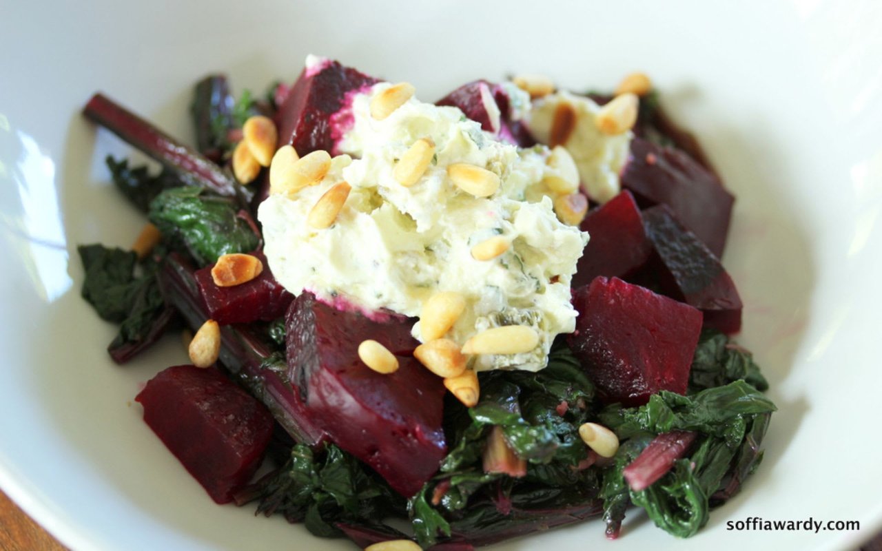 Roasted Beets, Beet Greens And Goat Cheese