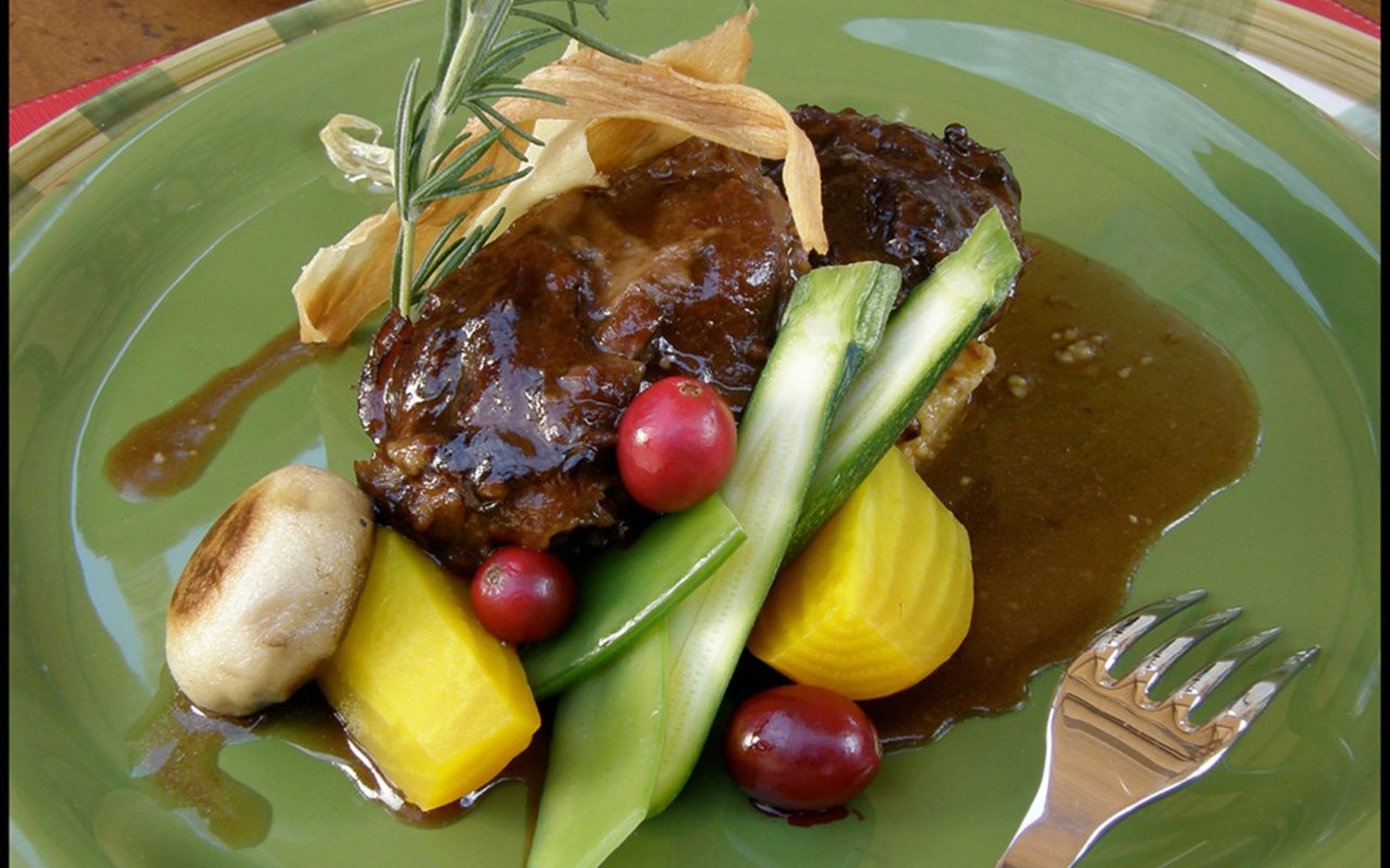 Braised Veal Cheeks With Soft Sun - Dried Tomato Polenta