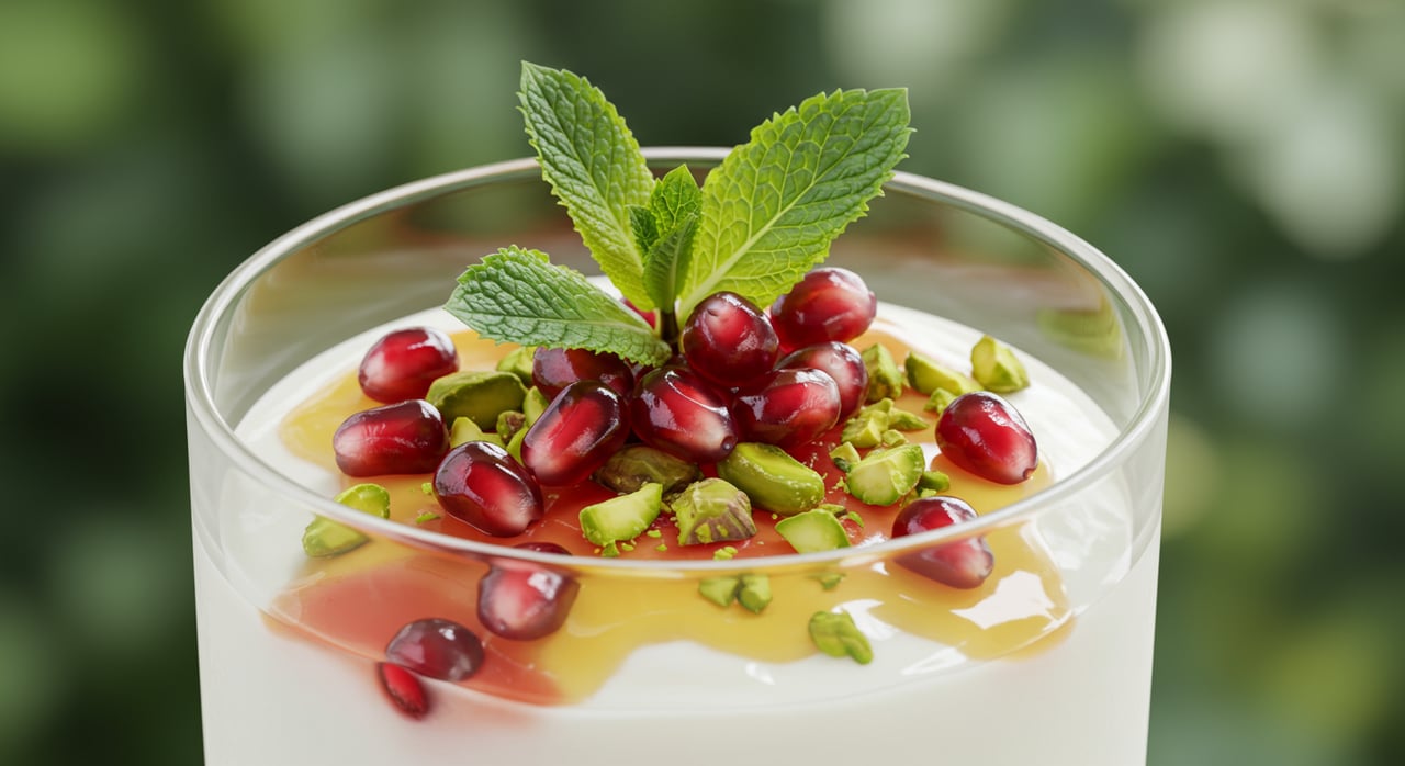Orange Blossom, Honey Parfaits with Pistachios, Pomegranate, Mint