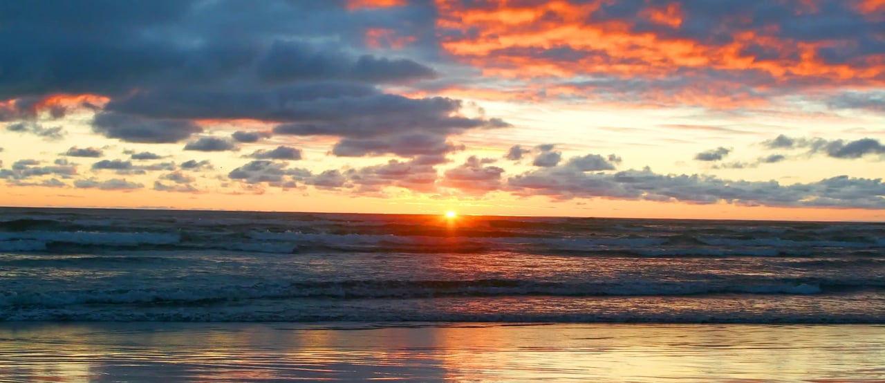 Sunset and clouds off Avenue T in Seaside Oregon 