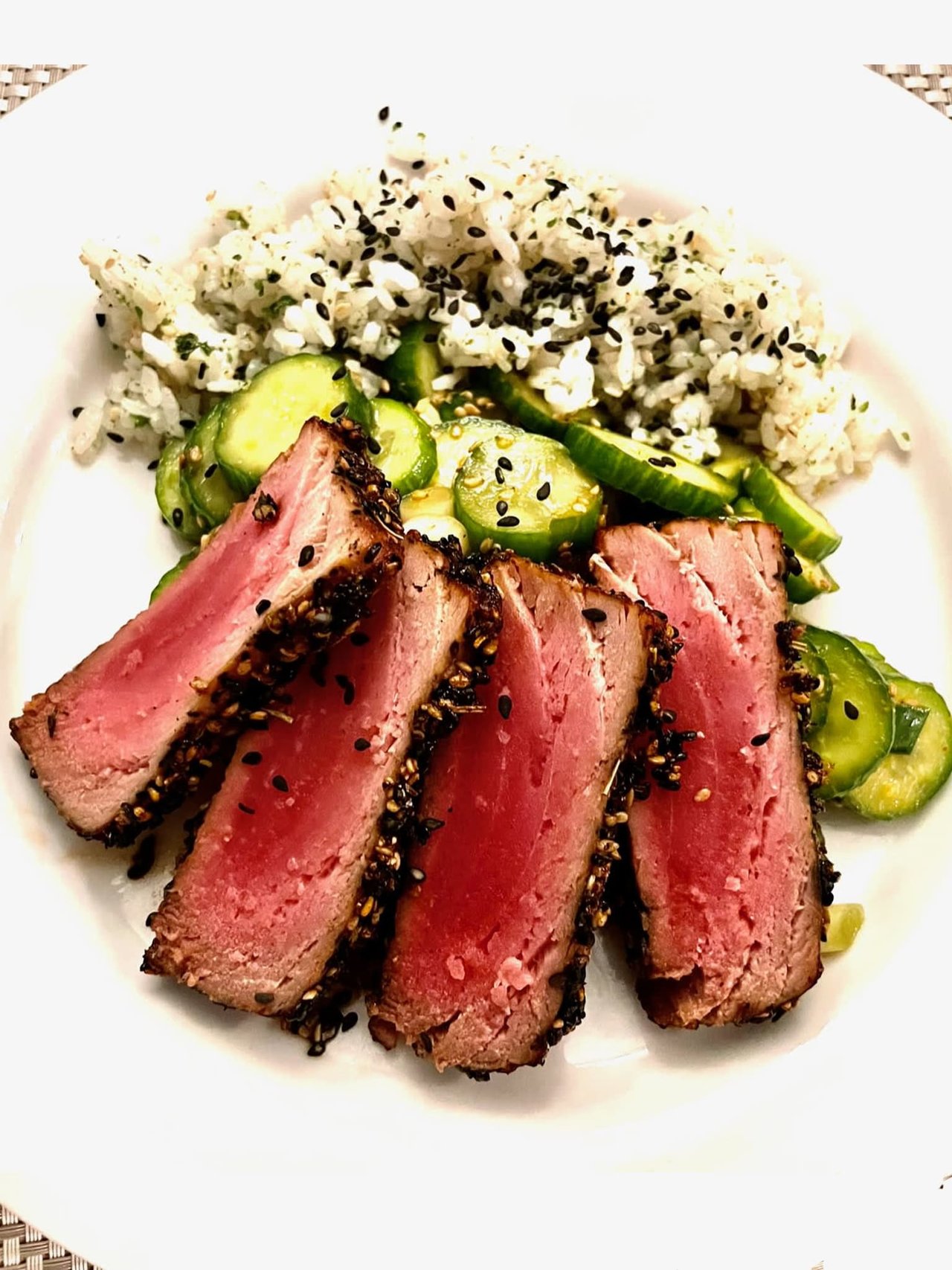 Black Sesame Crusted Ahi Tuna with Asian Cucumber Salad