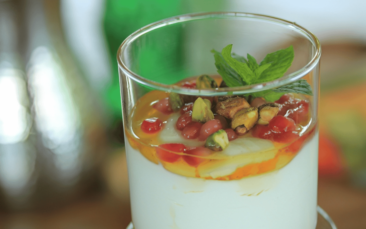 Orange Blossom, Honey Parfaits with Pistachios, Pomegranate, Mint