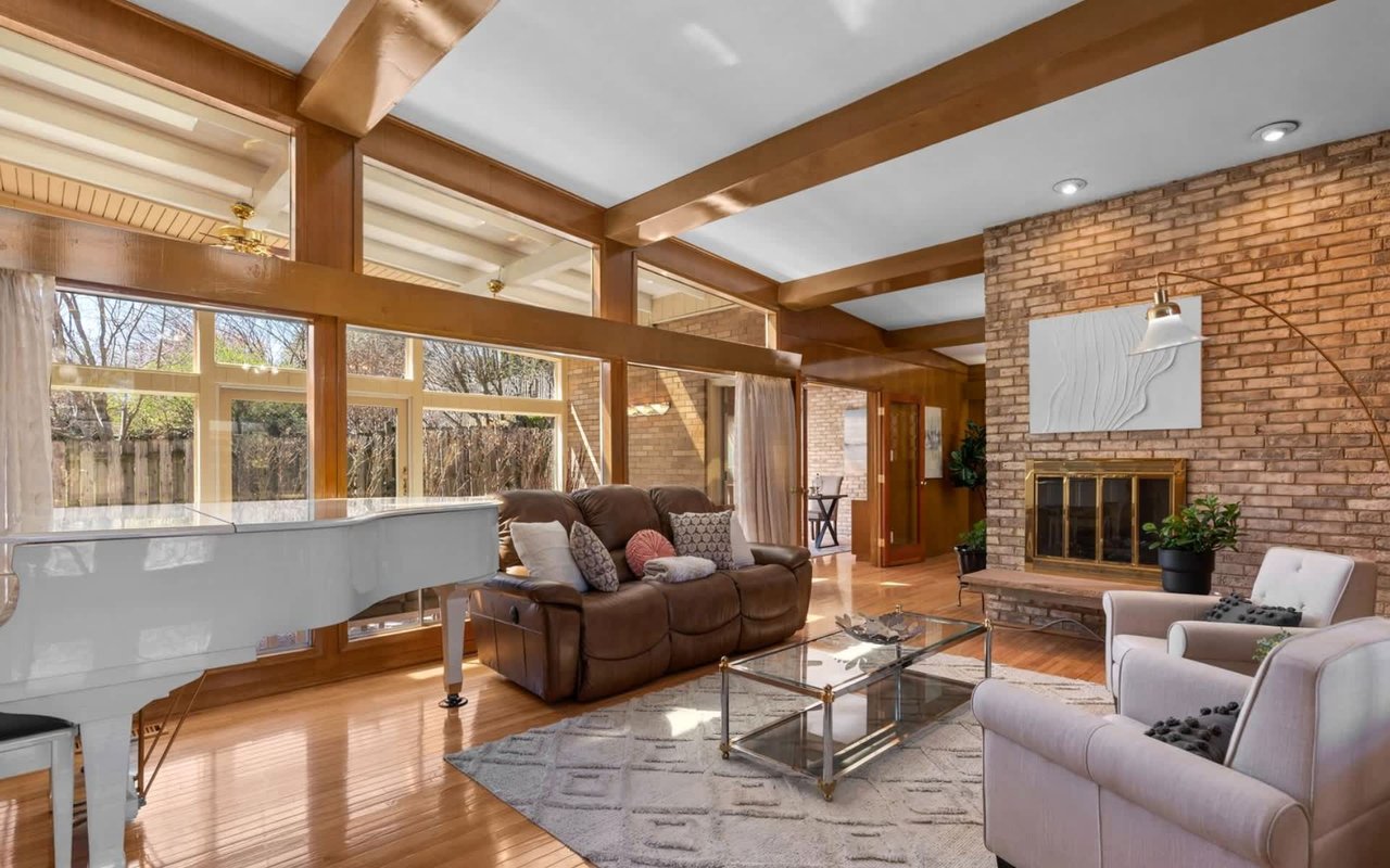  A modern living room with a strong architectural presence