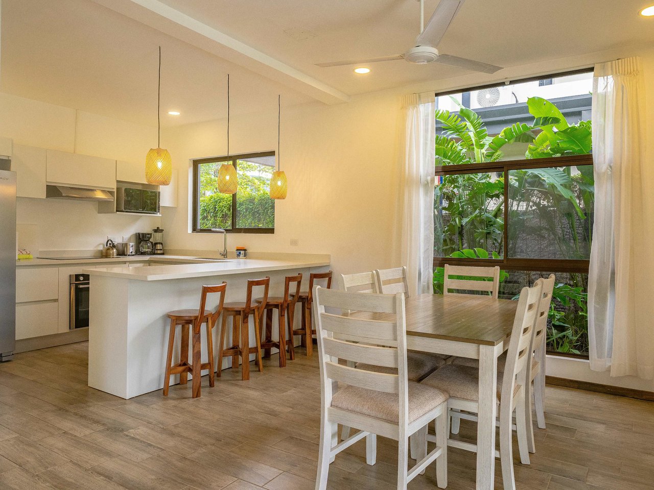 A 3-bedroom home – literally bordering Marino Ballena National Park – but mere steps away from cafes, restaurants, and amenities of the tourist mecca Uvita!