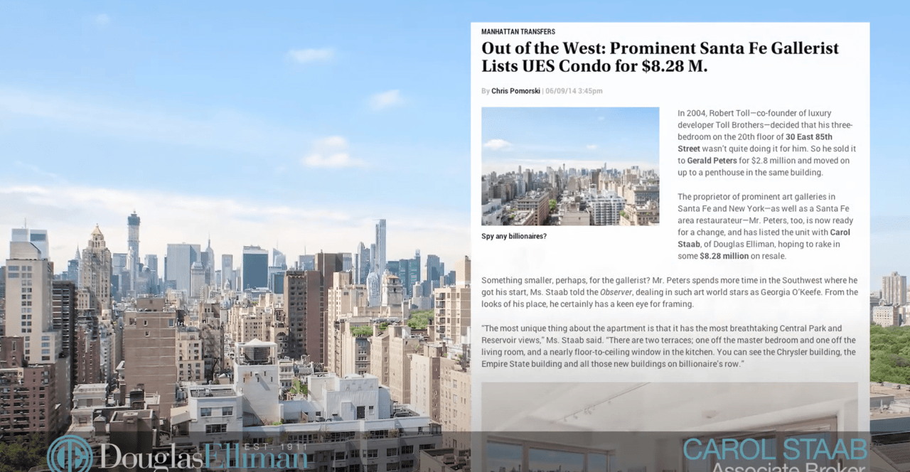 30 East 85th Street #20A - “ Obtained A Record Dollar Per Square Foot “