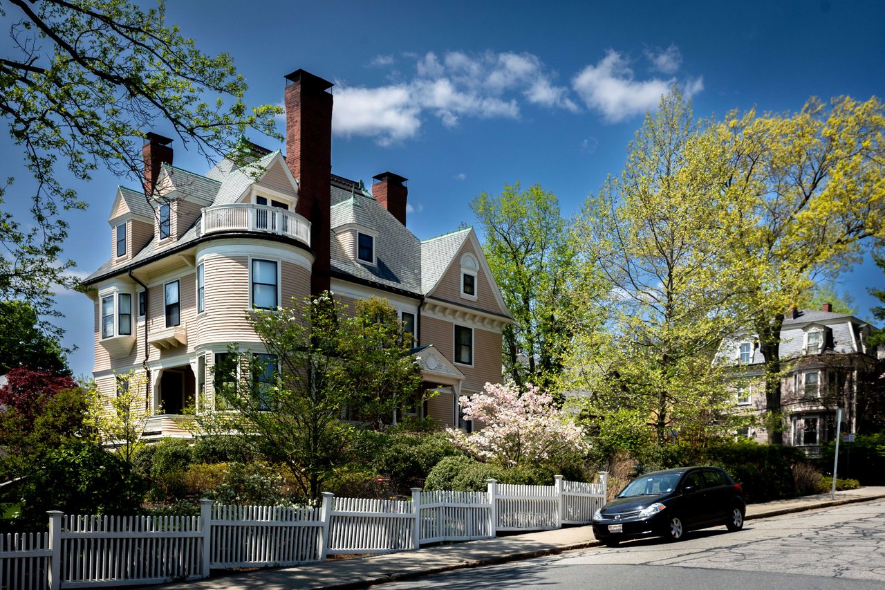 Beautiful home against a blue sky