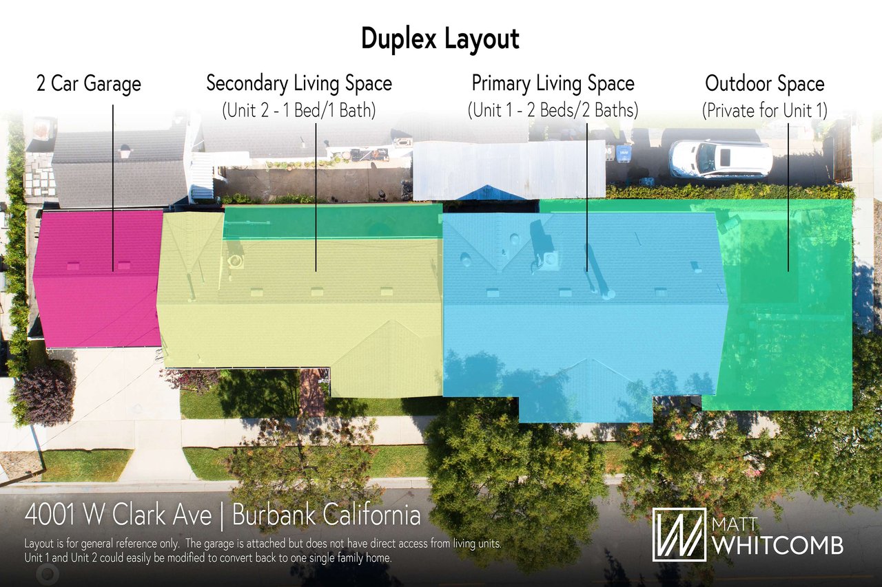 Top down layout of duplex showing living spaces