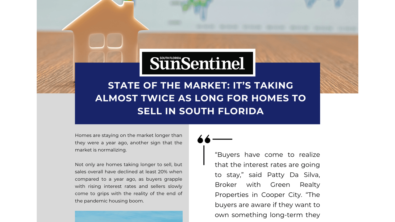 State Of The Market: It’s Taking Almost Twice As Long For Homes To Sell In South Florida