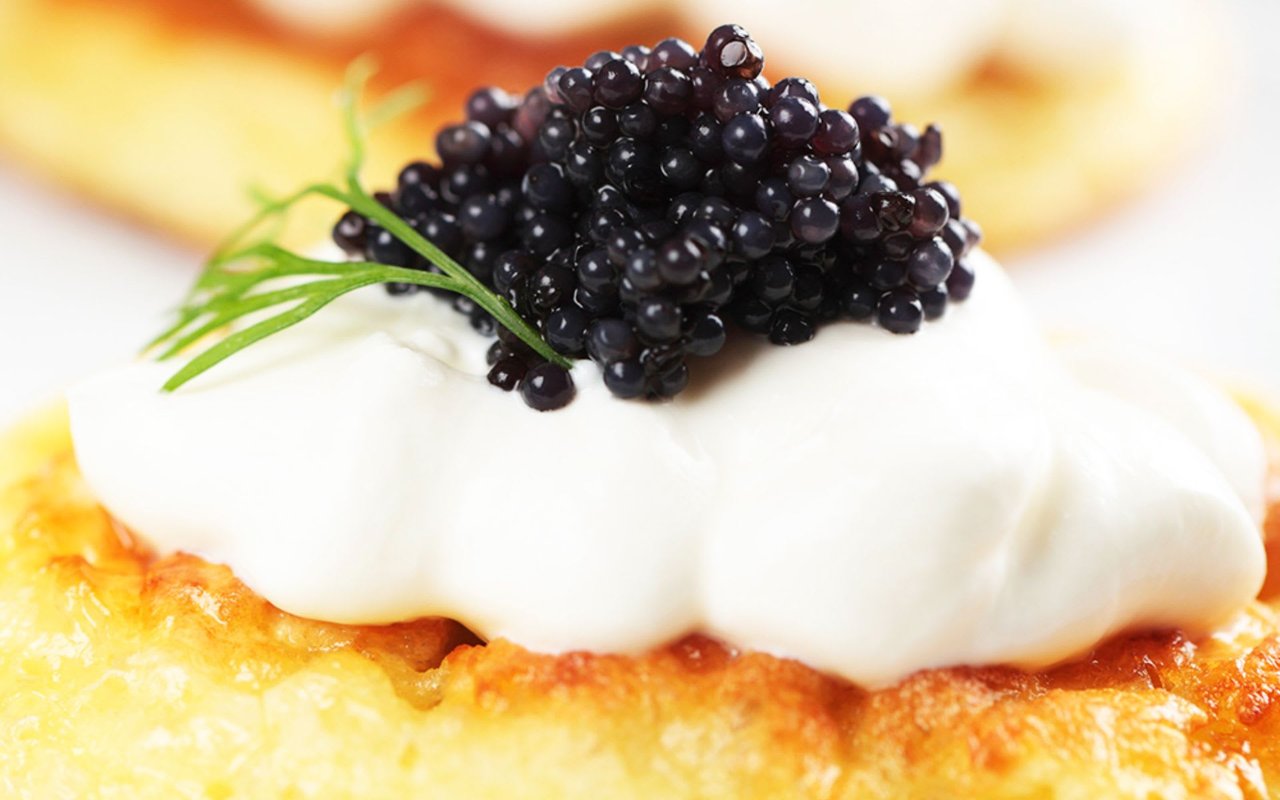 Petrossian Caviar on Buckwheat Blinis