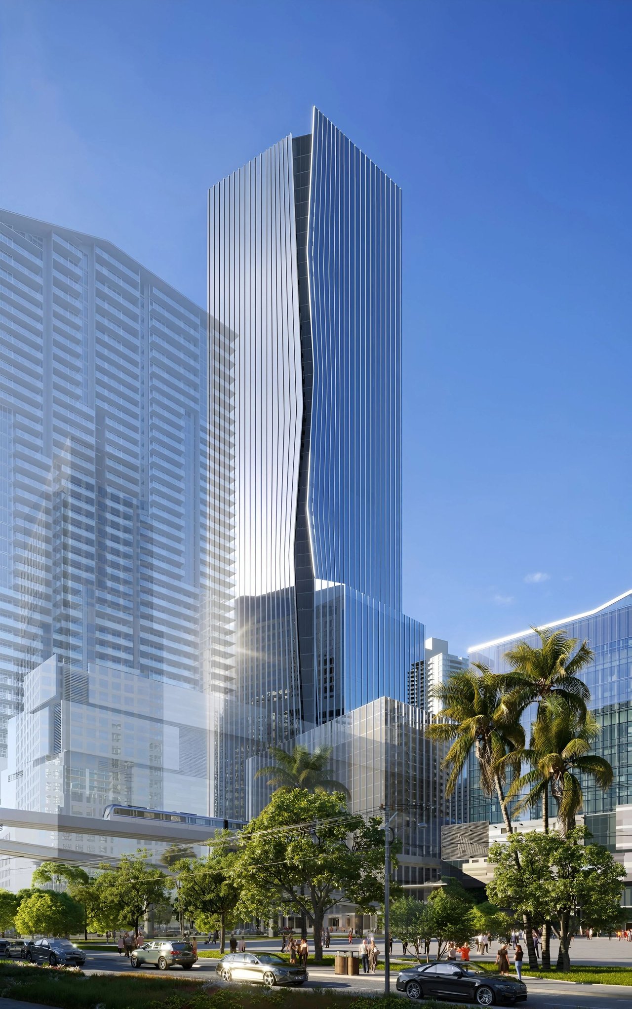 Construction persists on One Brickell City Centre, poised to become the tallest commercial building in Florida (Dec 2023)