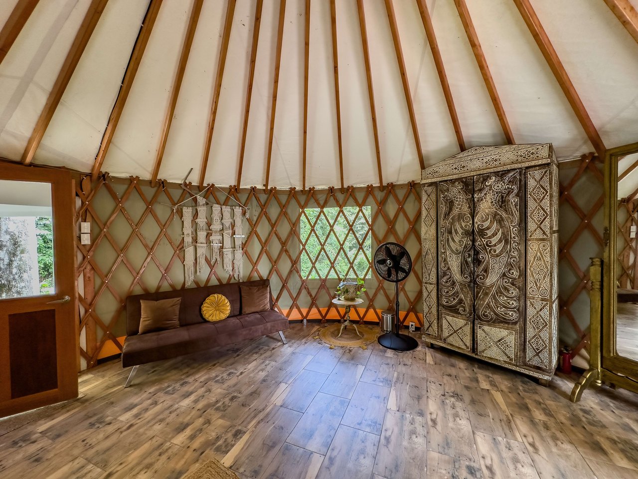 Soul Dreams Yurt in Portasol, 1 Bed, 1 Bath, Pool, Private Waterfall & Extra Building Site